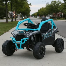 Детский электромобиль багги JS 330 EBLR-2-4 (24V) черно-синий, Kawasaki, 4 мотора